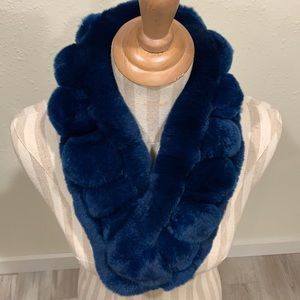 Royal Blue Spanish Fur Scarf